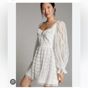 Monique lhuillier bishop white lace mini dress nwt size 2